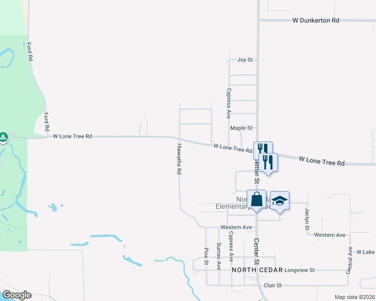 map of restaurants, bars, coffee shops, grocery stores, and more near 1404 West Lone Tree Road in Cedar Falls