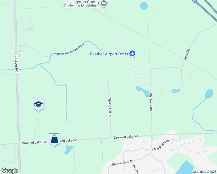 map of restaurants, bars, coffee shops, grocery stores, and more near 2700 Spring Hill Drive in Howell