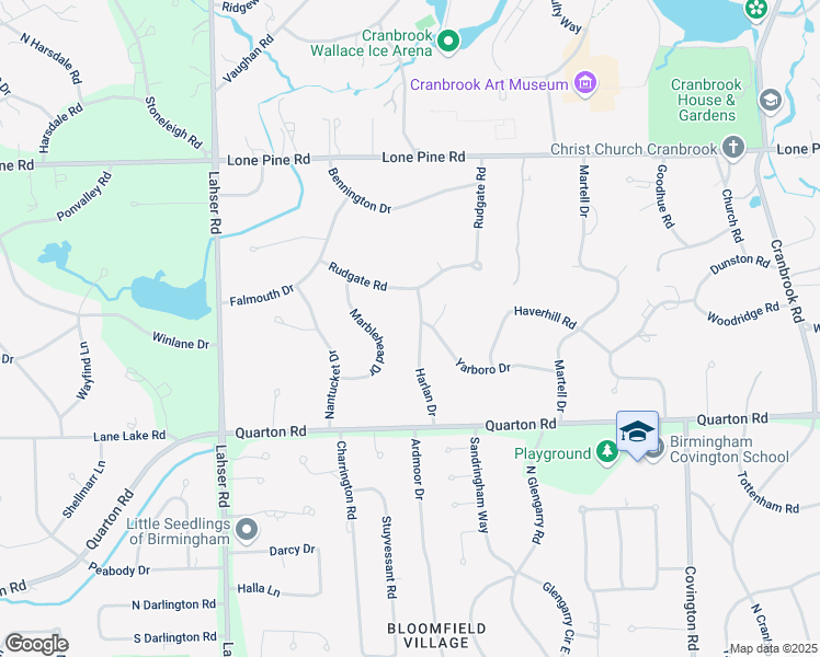 map of restaurants, bars, coffee shops, grocery stores, and more near 220 Marblehead Drive in Bloomfield Hills