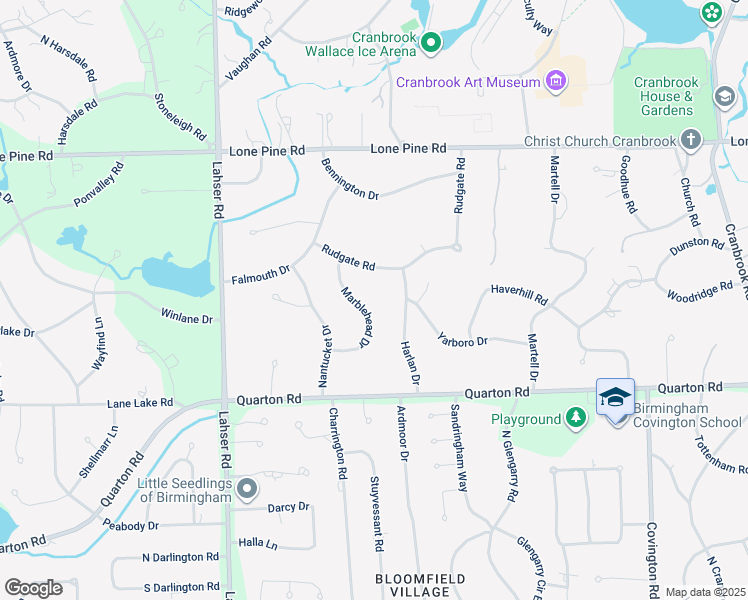 map of restaurants, bars, coffee shops, grocery stores, and more near 220 Marblehead Dr in Bloomfield Hills