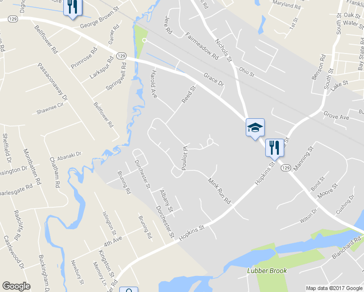 map of restaurants, bars, coffee shops, grocery stores, and more near 1601 Pouliot Place in Wilmington