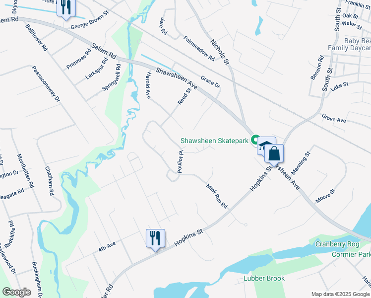 map of restaurants, bars, coffee shops, grocery stores, and more near 1601 Pouliot Place in Wilmington