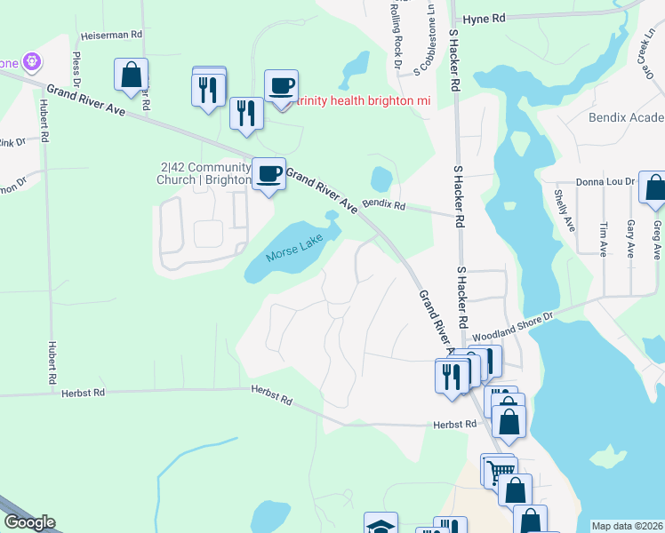 map of restaurants, bars, coffee shops, grocery stores, and more near 2771 Monte Vista in Brighton