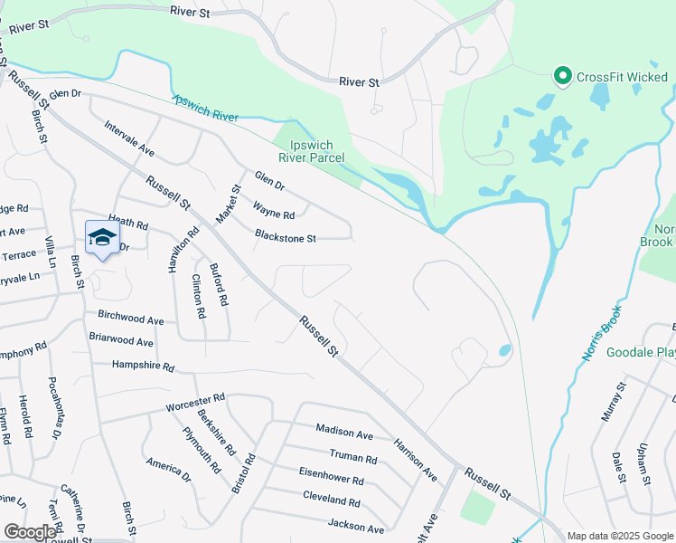 map of restaurants, bars, coffee shops, grocery stores, and more near 9 Wentworth Road in Peabody