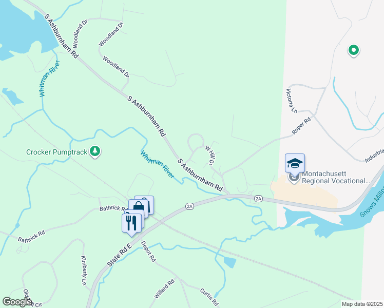 map of restaurants, bars, coffee shops, grocery stores, and more near 2 Crestview Lane in Westminster