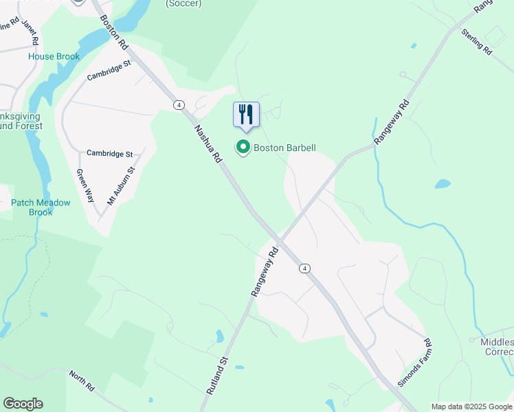 map of restaurants, bars, coffee shops, grocery stores, and more near 44 Nashua Road in Billerica