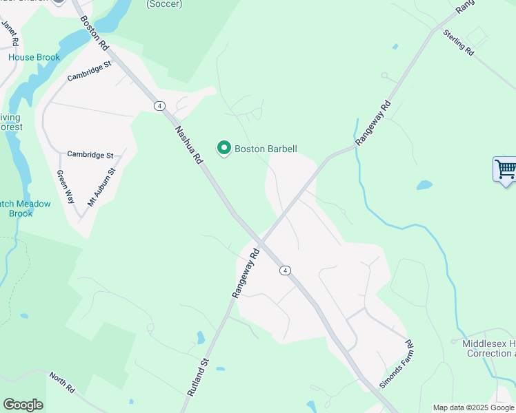 map of restaurants, bars, coffee shops, grocery stores, and more near 44 Nashua Road in Billerica