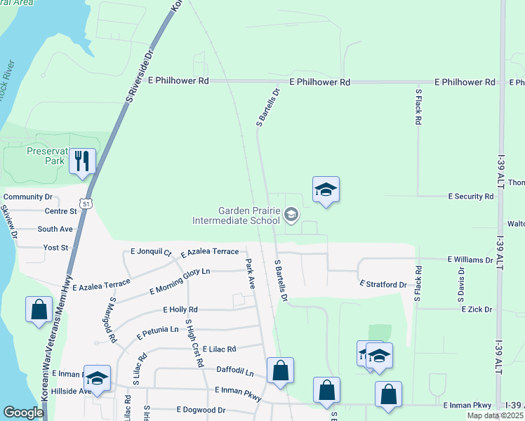 map of restaurants, bars, coffee shops, grocery stores, and more near 3256 South Bartells Drive in Beloit
