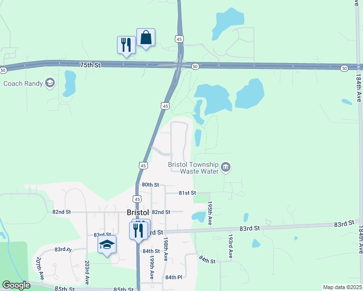 map of restaurants, bars, coffee shops, grocery stores, and more near 7874 Williamsburg Court in Bristol