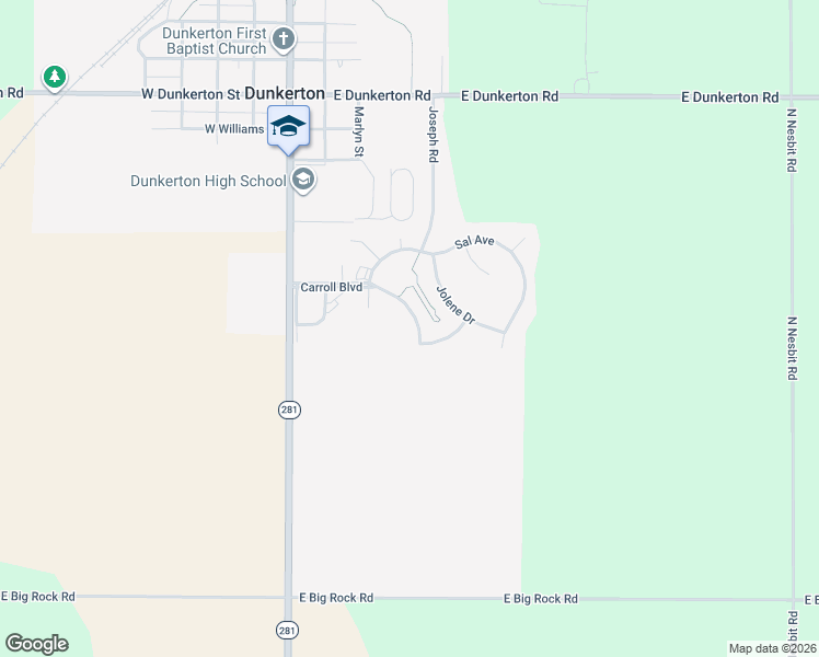 map of restaurants, bars, coffee shops, grocery stores, and more near 1021-1099 East Donald Drive in Dunkerton