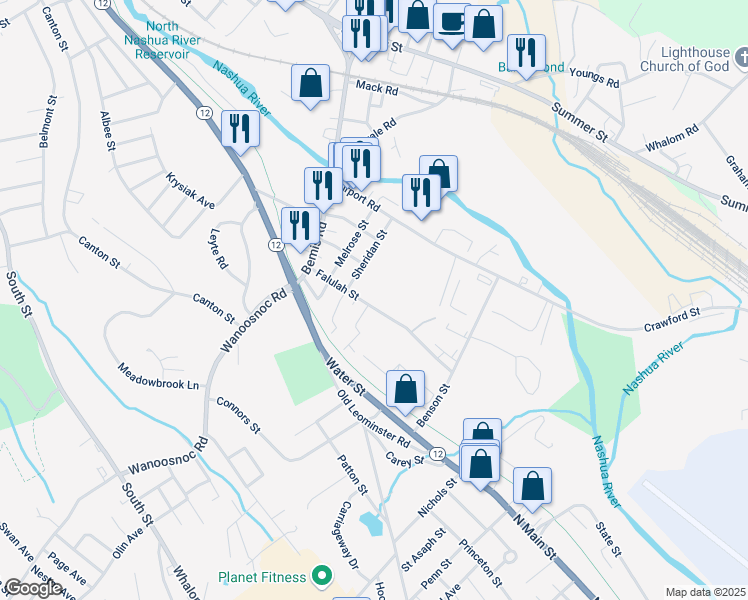 map of restaurants, bars, coffee shops, grocery stores, and more near 81 Sheridan Street in Fitchburg