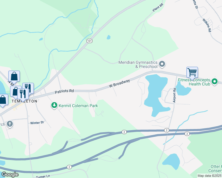 map of restaurants, bars, coffee shops, grocery stores, and more near 9 Deer Hill Road in Gardner