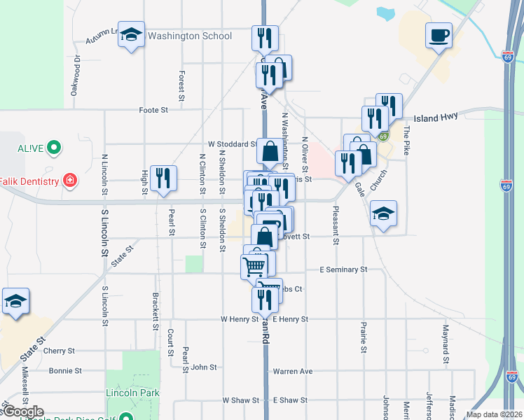 map of restaurants, bars, coffee shops, grocery stores, and more near in Charlotte