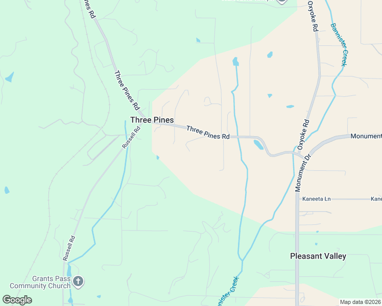 map of restaurants, bars, coffee shops, grocery stores, and more near 658 Three Pines Road in Grants Pass