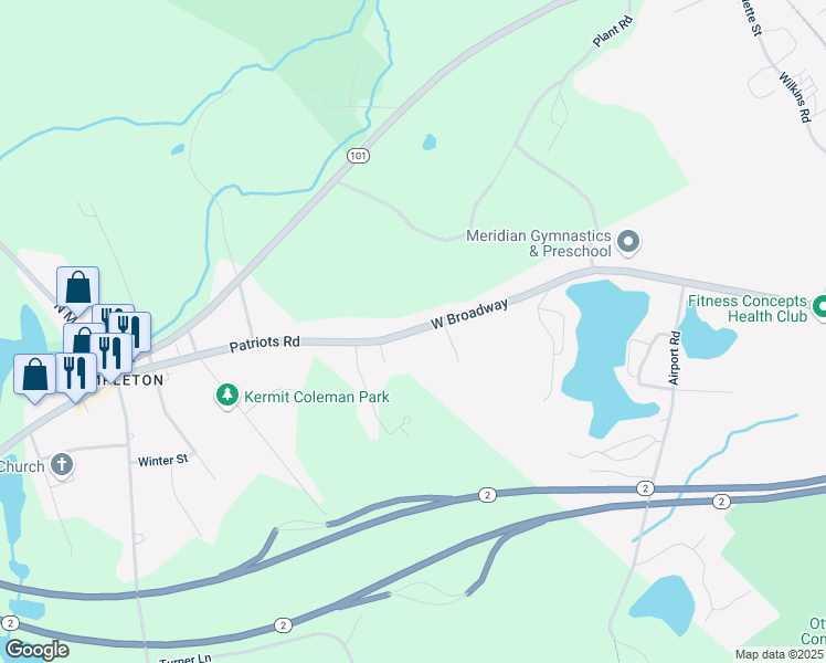 map of restaurants, bars, coffee shops, grocery stores, and more near 9 Deer Hill Road in Gardner