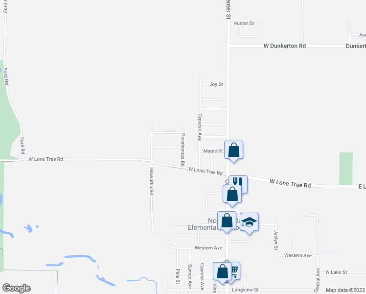 map of restaurants, bars, coffee shops, grocery stores, and more near 3100 Pocahontas Road in Cedar Falls