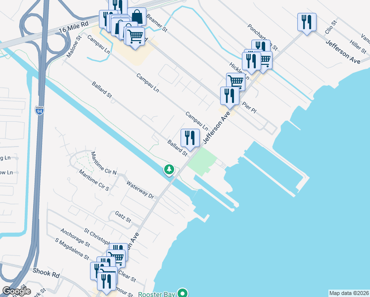 map of restaurants, bars, coffee shops, grocery stores, and more near 27215 Ballard Street in Macomb County