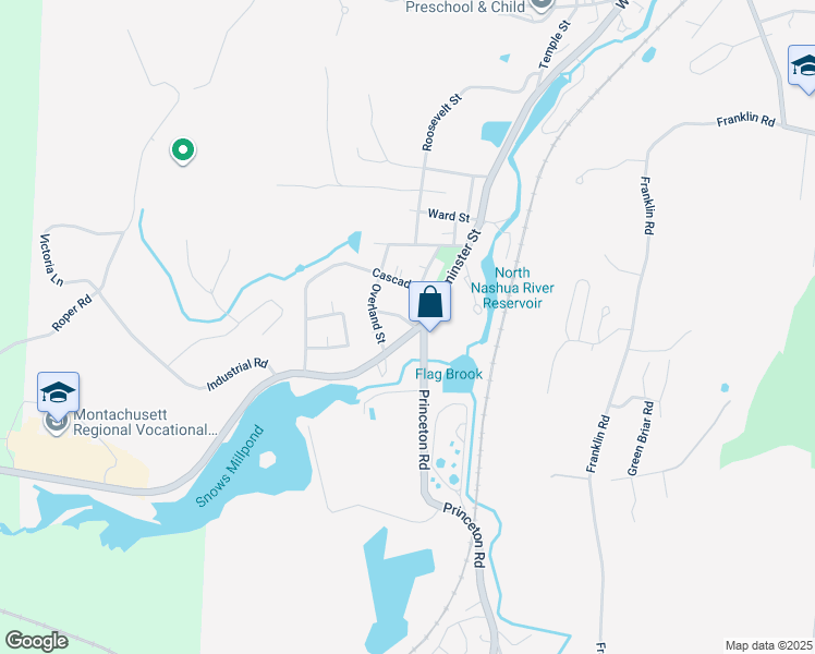 map of restaurants, bars, coffee shops, grocery stores, and more near 596 Westminster Street in Fitchburg