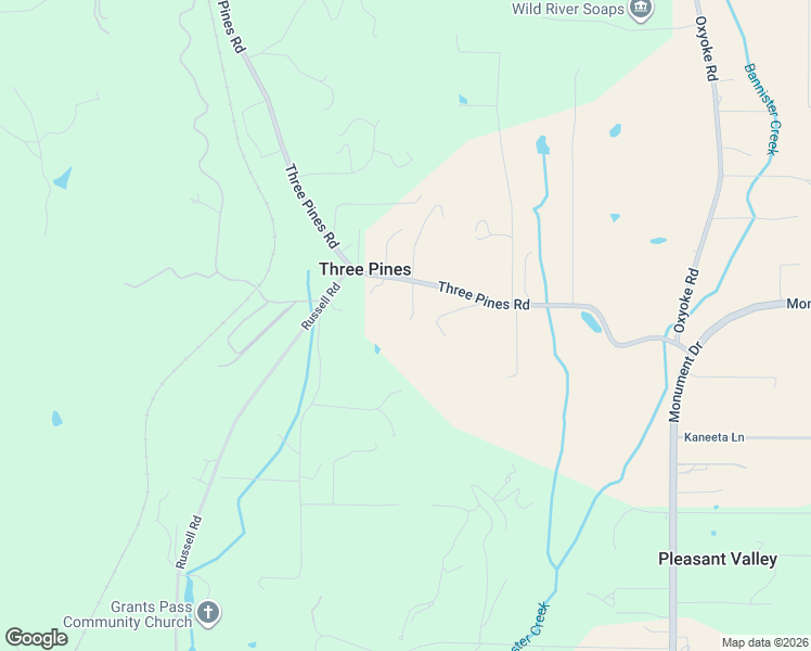 map of restaurants, bars, coffee shops, grocery stores, and more near 658 Three Pines Road in Grants Pass