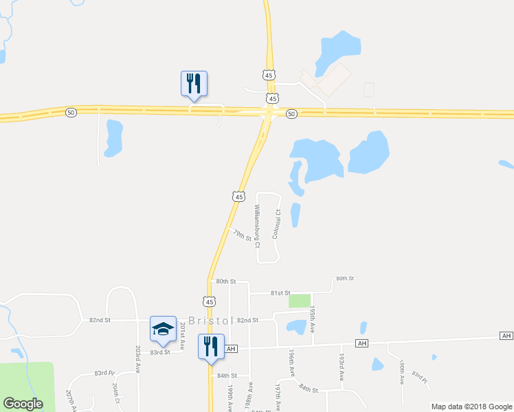 map of restaurants, bars, coffee shops, grocery stores, and more near 7874 Williamsburg Court in Bristol