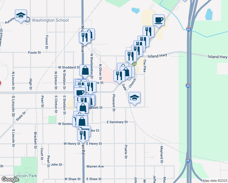 map of restaurants, bars, coffee shops, grocery stores, and more near 101 Pleasant Street in Charlotte