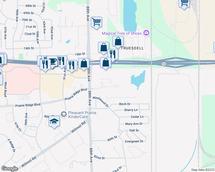 map of restaurants, bars, coffee shops, grocery stores, and more near 8330 Lexington Place in Pleasant Prairie