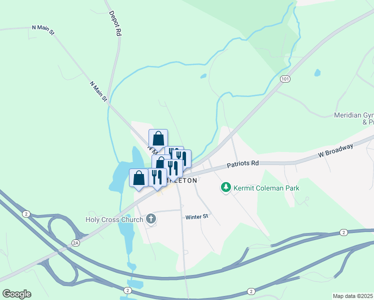 map of restaurants, bars, coffee shops, grocery stores, and more near 15 Orchard Lane in Templeton