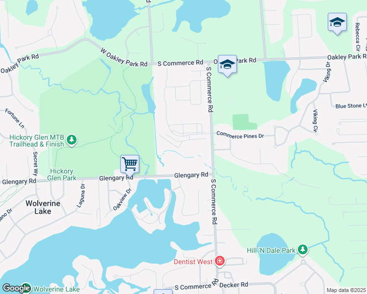 map of restaurants, bars, coffee shops, grocery stores, and more near 13200 Egret Lane in Walled Lake