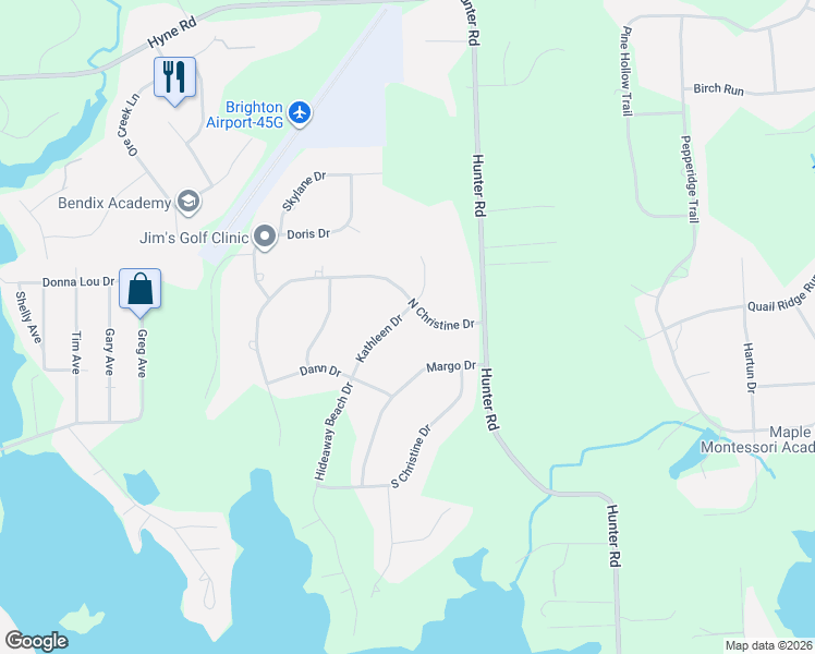 map of restaurants, bars, coffee shops, grocery stores, and more near 2677 Kathleen Drive in Brighton