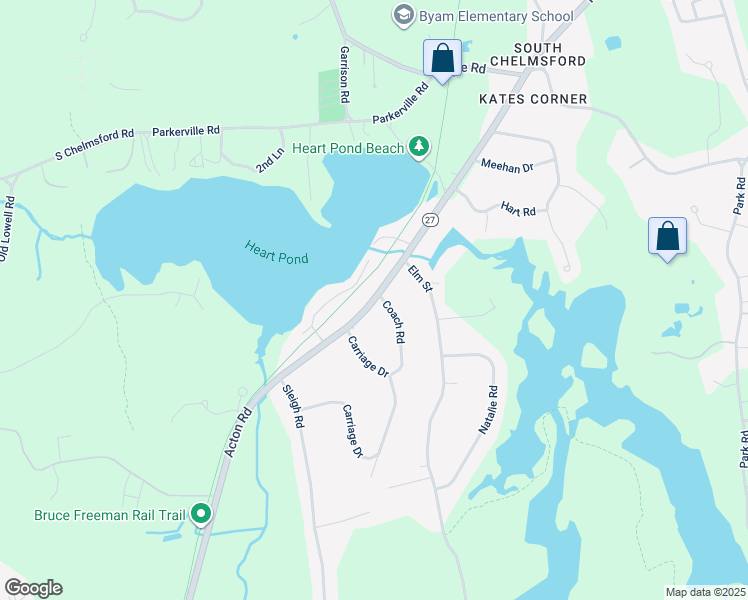 map of restaurants, bars, coffee shops, grocery stores, and more near 394 Acton Road in Chelmsford