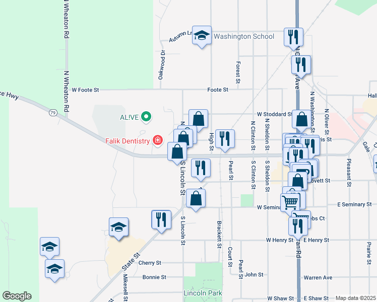 map of restaurants, bars, coffee shops, grocery stores, and more near 620 West Lawrence Avenue in Charlotte