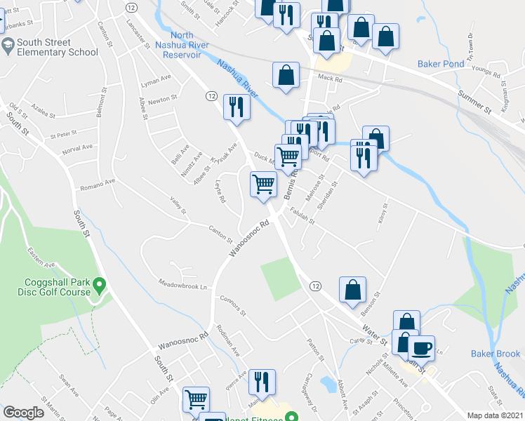 map of restaurants, bars, coffee shops, grocery stores, and more near 1011 Water Street in Fitchburg