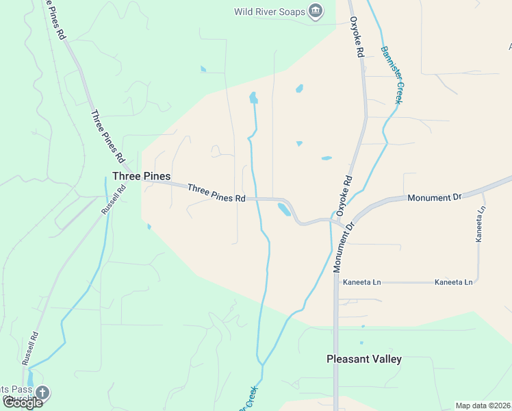 map of restaurants, bars, coffee shops, grocery stores, and more near 400 Three Pines Road in Grants Pass