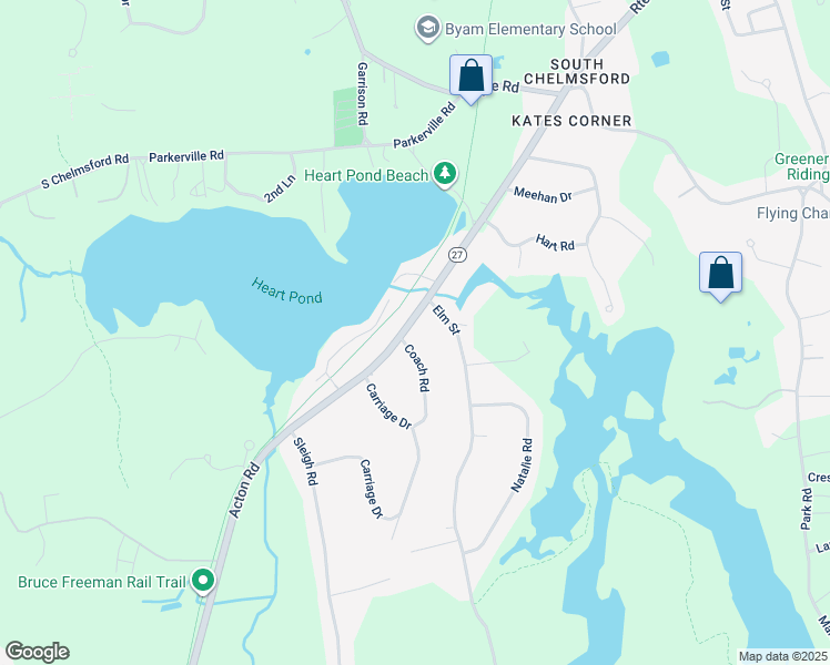 map of restaurants, bars, coffee shops, grocery stores, and more near 394 Acton Road in Chelmsford