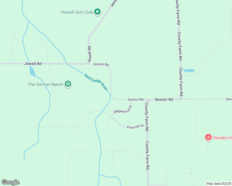 map of restaurants, bars, coffee shops, grocery stores, and more near 2216 Ridgewood Drive in Howell