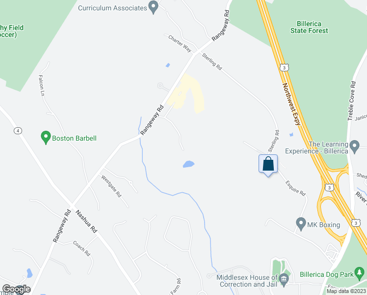 map of restaurants, bars, coffee shops, grocery stores, and more near 216 1/2 Rangeway Road in Billerica