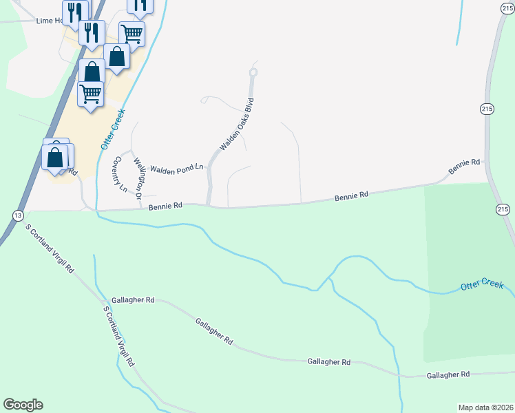map of restaurants, bars, coffee shops, grocery stores, and more near 999 Bennie Road in Cortland