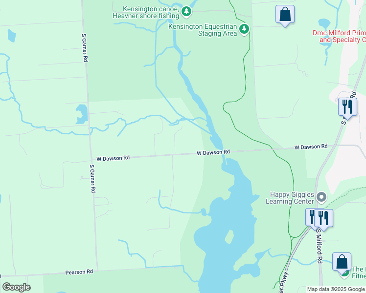 map of restaurants, bars, coffee shops, grocery stores, and more near 1828 West Dawson Road in Milford Charter Township