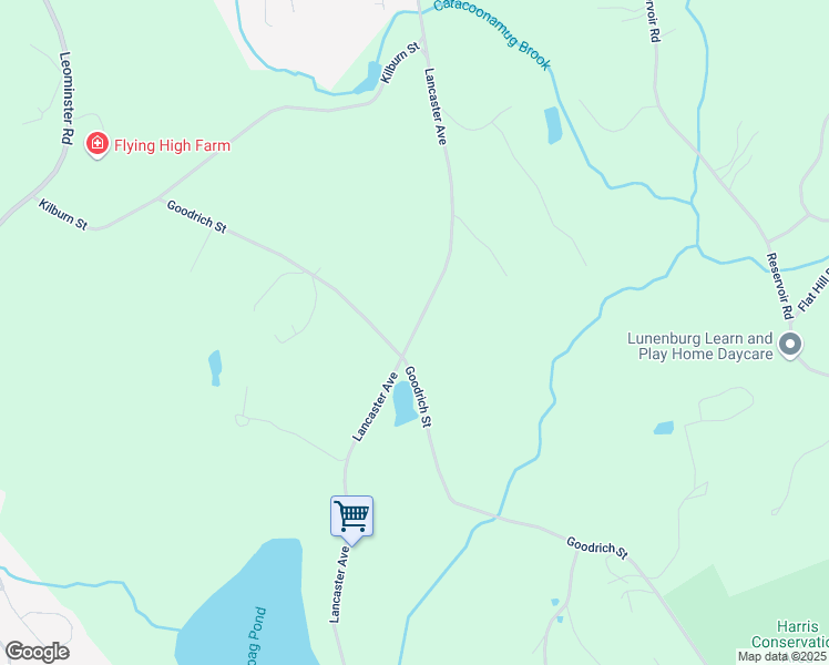 map of restaurants, bars, coffee shops, grocery stores, and more near Lancaster Avenue in Lunenburg