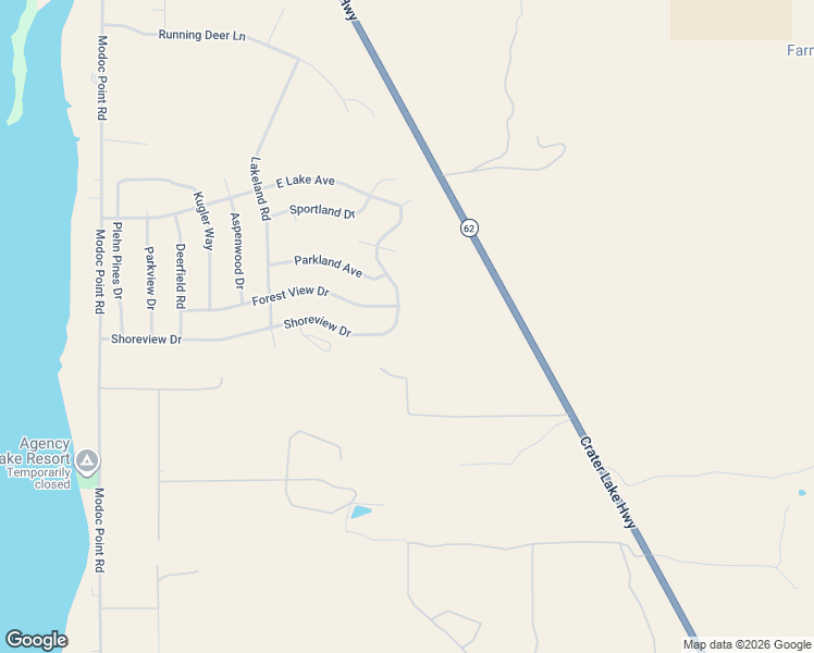 map of restaurants, bars, coffee shops, grocery stores, and more near 2908 Shoreview Drive in Chiloquin