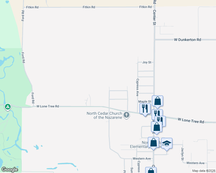 map of restaurants, bars, coffee shops, grocery stores, and more near 3206 Hiawatha Road in Cedar Falls