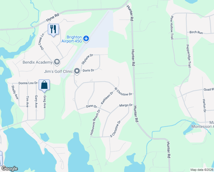 map of restaurants, bars, coffee shops, grocery stores, and more near 8852 North Christine Drive in Brighton