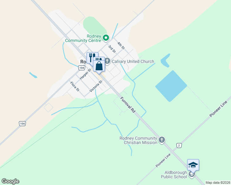 map of restaurants, bars, coffee shops, grocery stores, and more near 191 Furnival Road in Rodney