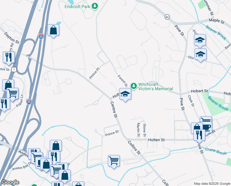 map of restaurants, bars, coffee shops, grocery stores, and more near 4 Meghan's Way in Danvers