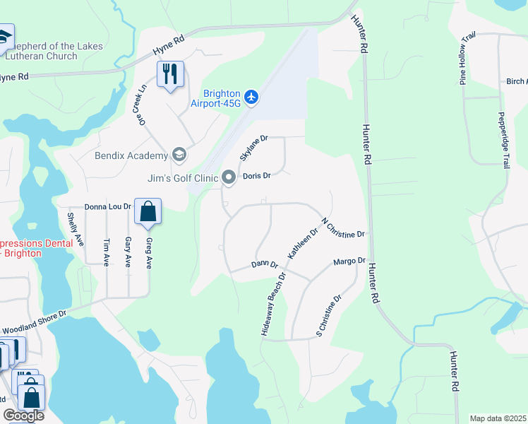 map of restaurants, bars, coffee shops, grocery stores, and more near 8768 North Christine Drive in Brighton