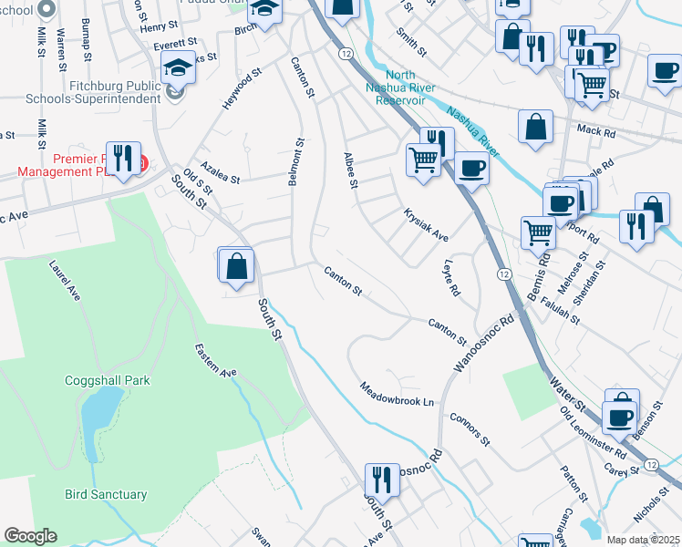 map of restaurants, bars, coffee shops, grocery stores, and more near 110 Valley Street in Fitchburg