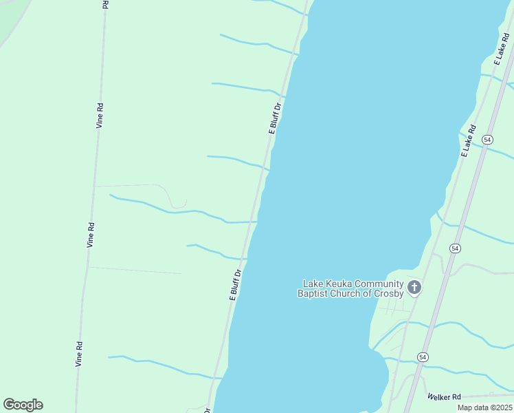 map of restaurants, bars, coffee shops, grocery stores, and more near 7533 East Bluff Drive in Yates County
