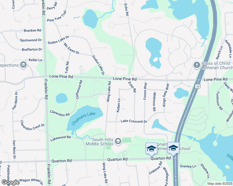 map of restaurants, bars, coffee shops, grocery stores, and more near 5038 Kellen Lane in Bloomfield Township