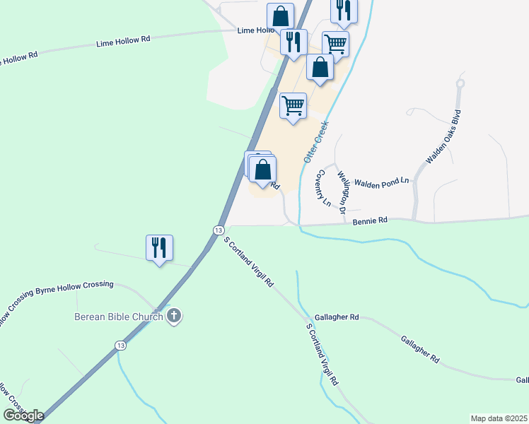 map of restaurants, bars, coffee shops, grocery stores, and more near 839 Bennie Road in Cortland