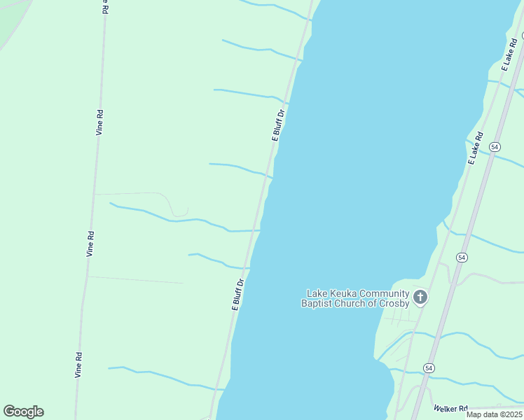 map of restaurants, bars, coffee shops, grocery stores, and more near 7533 East Bluff Drive in Penn Yan